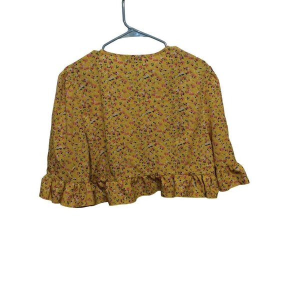 SHEIN Curve Women Tie Front Floral Top Size XL Yellow - Picture 2 of 5